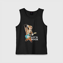 Майка детская хлопок Let s rock Котик рокер, цвет: черный