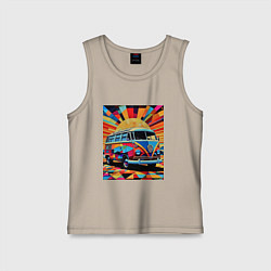 Майка детская хлопок В машине на отдых, цвет: миндальный