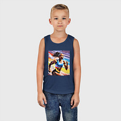 Майка детская хлопок Девушка спринтер, цвет: тёмно-синий — фото 2