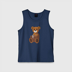 Майка детская хлопок Мишка с кружкой какао, цвет: тёмно-синий