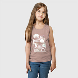 Майка детская хлопок Eat sleep guitar, цвет: пыльно-розовый — фото 2