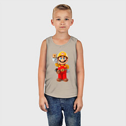 Майка детская хлопок Марио-строитель, цвет: миндальный — фото 2