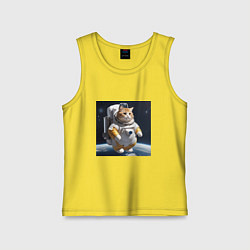 Майка детская хлопок Толстый котик астронавт, цвет: желтый