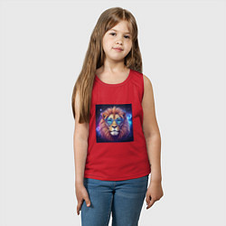 Майка детская хлопок Космический лев в очках, цвет: красный — фото 2