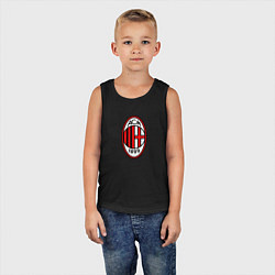 Майка детская хлопок Футбольный клуб Milan, цвет: черный — фото 2