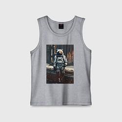 Майка детская хлопок Медведь-космонавт на похожей планете - нейросеть, цвет: меланж