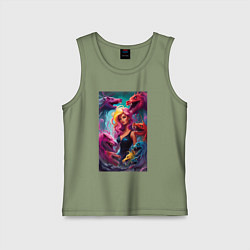 Майка детская хлопок Ведьма среди оборотней - нейросеть, цвет: авокадо