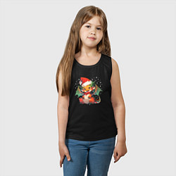 Майка детская хлопок Red christmas dragon, цвет: черный — фото 2