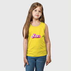Майка детская хлопок Кен - объемными розовыми буквами, цвет: желтый — фото 2