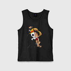 Майка детская хлопок One Piece Луффи флаг, цвет: черный