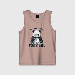 Майка детская хлопок Panda volleyball, цвет: пыльно-розовый