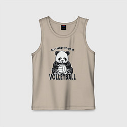 Майка детская хлопок Panda volleyball, цвет: миндальный