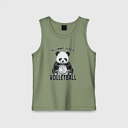 Майка детская хлопок Panda volleyball, цвет: авокадо