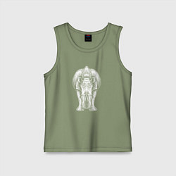 Майка детская хлопок Носорог белый, цвет: авокадо