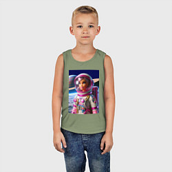 Майка детская хлопок Барби - крутой космонавт, цвет: авокадо — фото 2