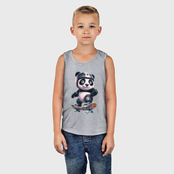 Майка детская хлопок Cool panda on a skateboard - extreme, цвет: меланж — фото 2