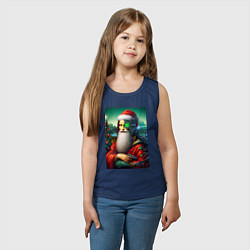 Майка детская хлопок Mona Lisa in Santa costume - cyberpunk, цвет: тёмно-синий — фото 2