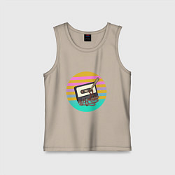 Майка детская хлопок Ретро кассета, цвет: миндальный