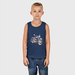Майка детская хлопок Ретро мотоцикл олдскул, цвет: тёмно-синий — фото 2
