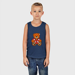 Майка детская хлопок Медведь Марат в спортивном костюме, цвет: тёмно-синий — фото 2