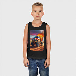 Майка детская хлопок Горящая машина, цвет: черный — фото 2