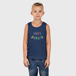 Майка детская хлопок С днем рождения яркий арт, цвет: тёмно-синий — фото 2