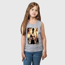 Майка детская хлопок Брюс Ли на фоне города, цвет: меланж — фото 2