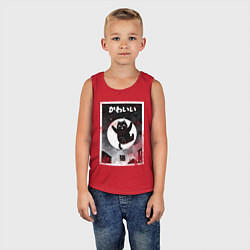 Майка детская хлопок Moмo - кот прыжке, цвет: красный — фото 2