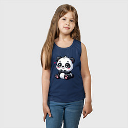 Майка детская хлопок Забавная маленькая панда, цвет: тёмно-синий — фото 2