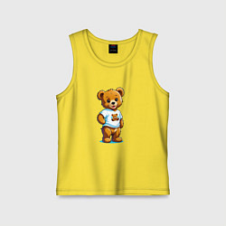 Майка детская хлопок Медвежонок в футболке, цвет: желтый