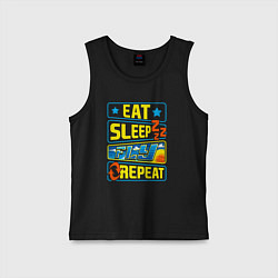 Майка детская хлопок Eat sleep fly, цвет: черный