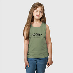 Майка детская хлопок Hockey never alone - motto, цвет: авокадо — фото 2
