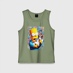 Детская майка Bart Simpson with a kitten - ai art