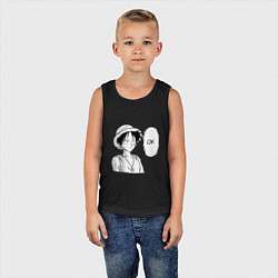 Майка детская хлопок Луффи Д соломенная шляпа, цвет: черный — фото 2