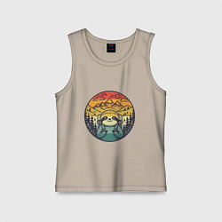 Детская майка Ленивец турист путешествует с рюкзаком