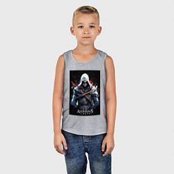 Майка детская хлопок Assassins creed огненный фон, цвет: меланж — фото 2