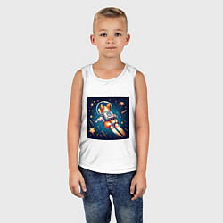 Майка детская хлопок Реактивный корги в космосе, цвет: белый — фото 2
