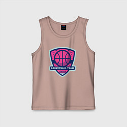 Майка детская хлопок Баскетбольная командная лига, цвет: пыльно-розовый