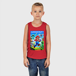 Майка детская хлопок Mario in Minecraft - ai art collaboration, цвет: красный — фото 2