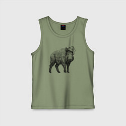 Детская майка Кабан в новогоднем колпаке