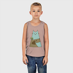 Майка детская хлопок Собачка птичка кошечка, цвет: пыльно-розовый — фото 2