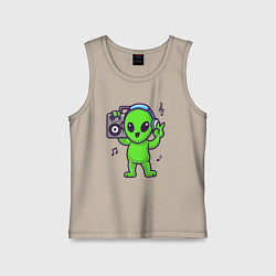 Детская майка Пришелец с магнитофоном