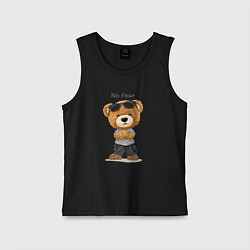 Майка детская хлопок Плюшевый медвежонок - бесстрашный, цвет: черный
