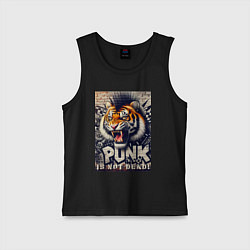 Майка детская хлопок Cool tiger - punks not dead, цвет: черный