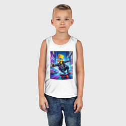 Майка детская хлопок Барт Симпсон на скейтборде - нейросеть, цвет: белый — фото 2