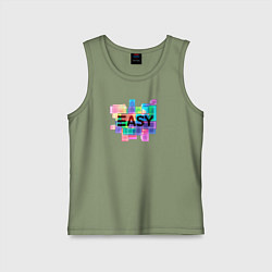 Майка детская хлопок Разноцветный тетрис, цвет: авокадо