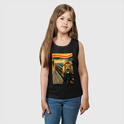 Майка детская хлопок Лев кричит - мем картина от нейросети, цвет: черный — фото 2