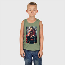 Майка детская хлопок Ван-Пис Луффи Монки Д король пиратов, цвет: авокадо — фото 2