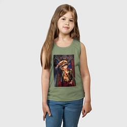 Майка детская хлопок Ван-Пис Луффи Монки Д арт, цвет: авокадо — фото 2