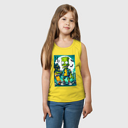 Майка детская хлопок Зомби Барт со скейтбордом - хэллоуин, цвет: желтый — фото 2